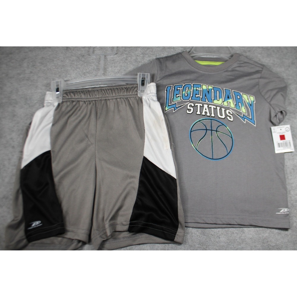 Boys Pro player basketball 2 pc shorts and t-shirt outfit black gray size 4 NWT